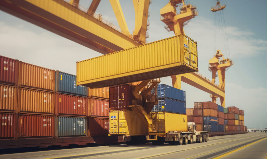 Container being loaded for delivery
